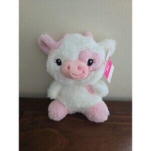Valentine’s Day COW Pink Heart Plush Doll Fluffy Strawberry 6-7" Stuffed Animal